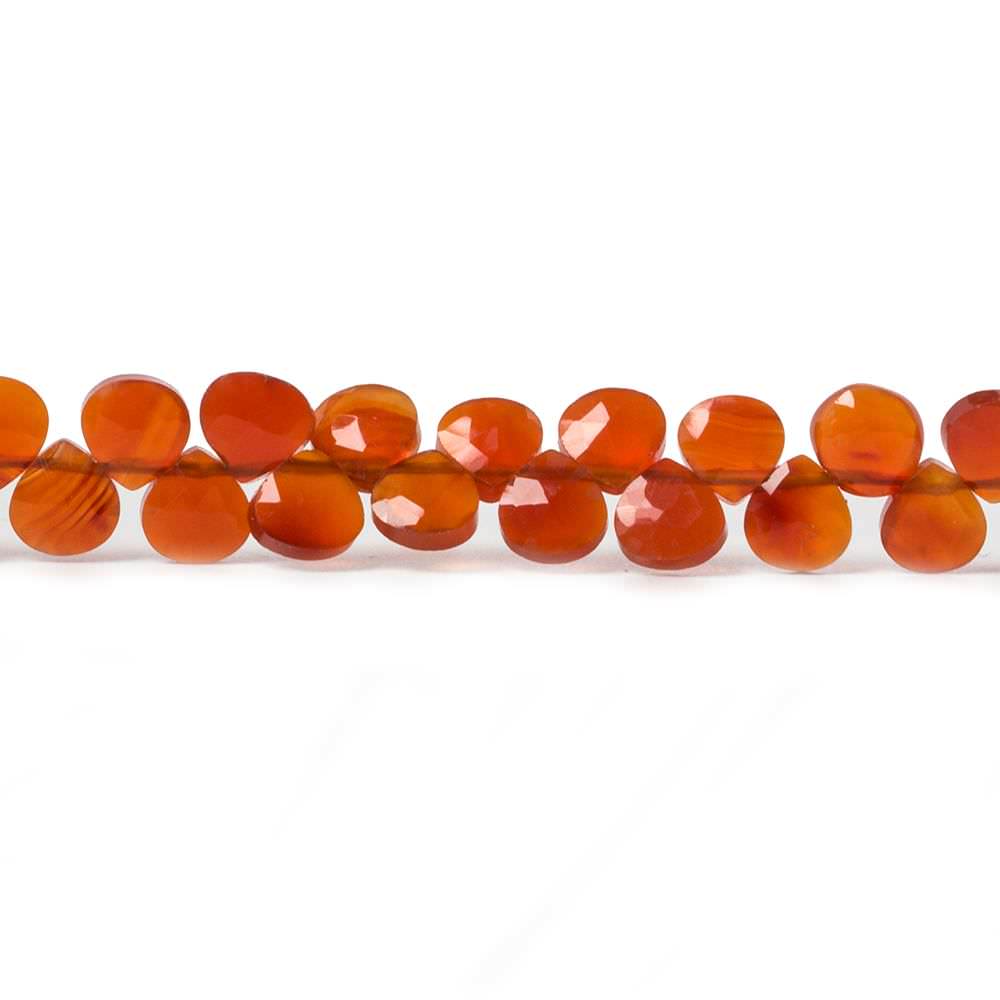  4mm Dark Carnelian faceted heart briolette beads 5 inch 44 pieces 