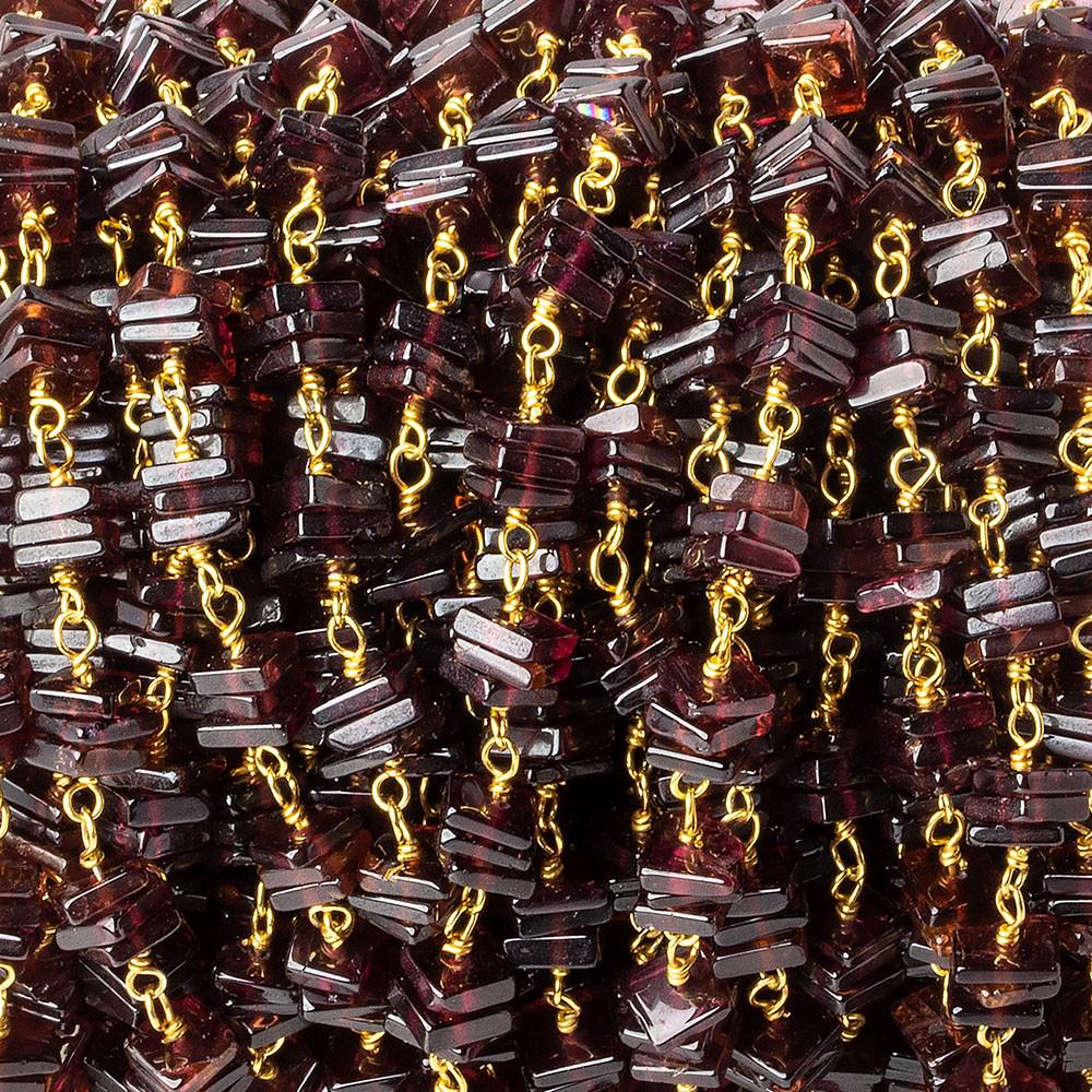  5mm Pyrope Garnet square heishi Vermeil Chain by the foot 