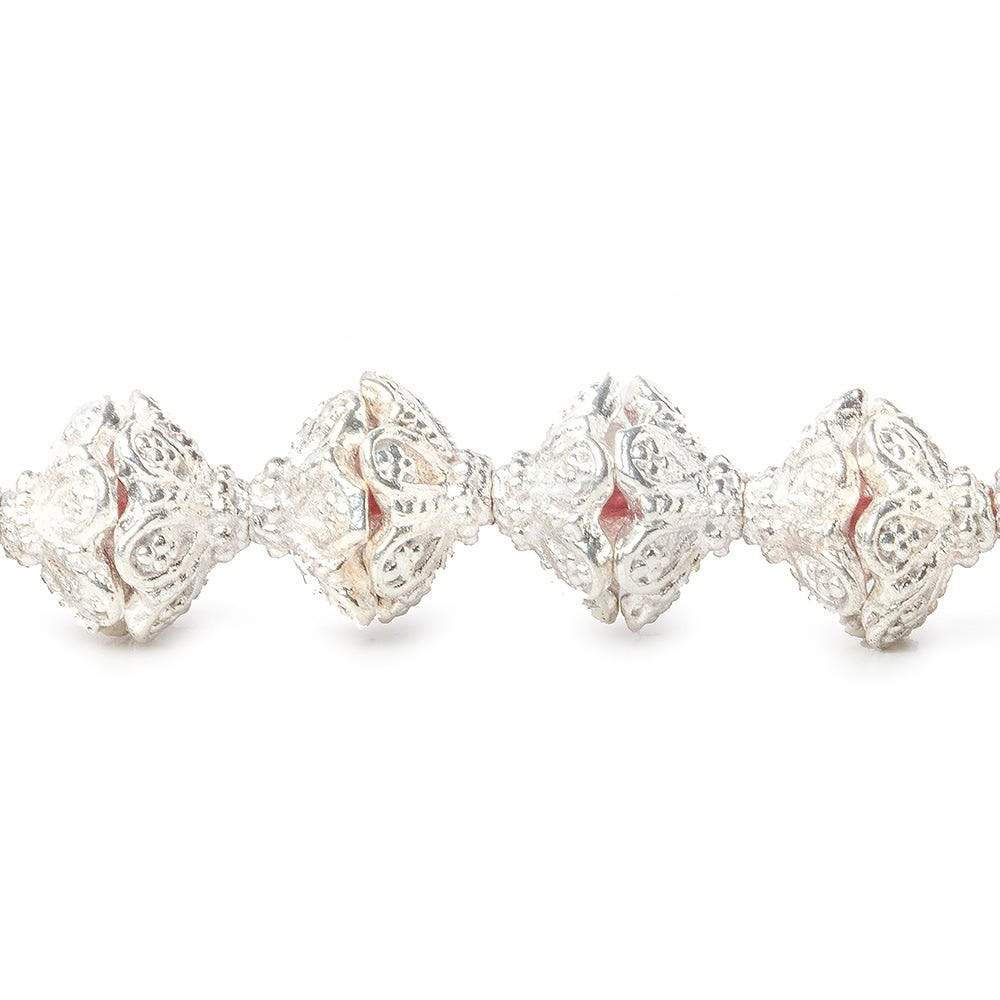  5x11mm Sterling Silver Plated Copper Flower With Twisted Bead Cap 8 inch 38 beads 