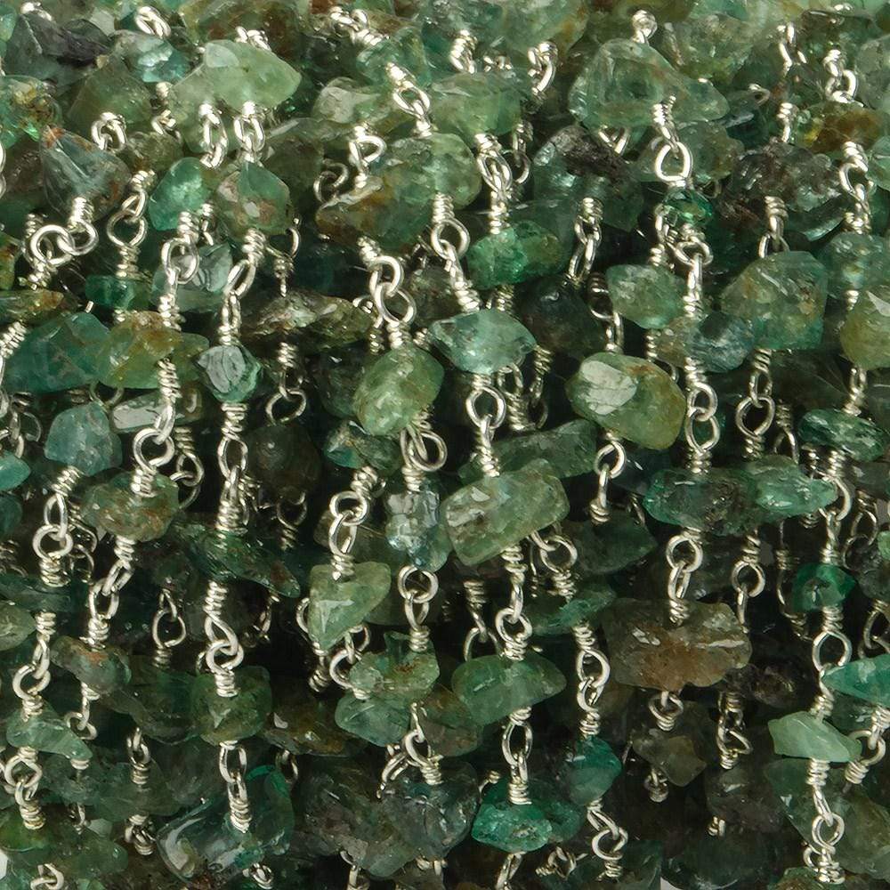  5x3-6x4mm Emerald chip nugget Silver Chain by the foot 