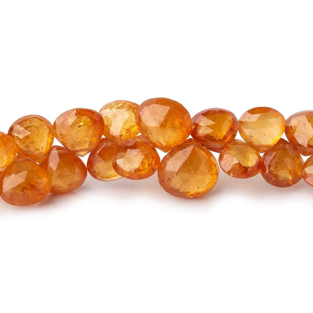  5x6-9x10mm Mandarin Garnet Faceted Heart Beads 9 inch 59 pieces AAA 