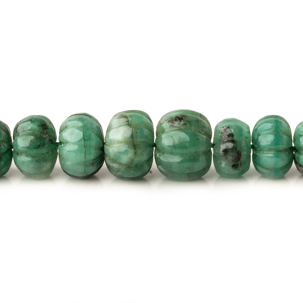  6-10mm Brazilian Emerald Carved Melon Rondelle Beads 18 inch 85 pieces A 