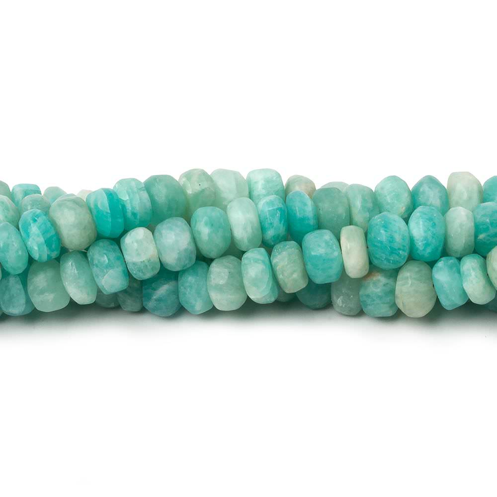  6-6.5mm Matte Amazonite plain rondelle beads 7.5 inch 46 pieces 