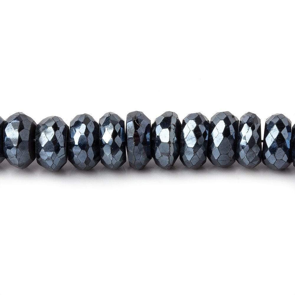  6-7mm Mystic Black Spinel Faceted Rondelle Beads 7.5 inch 56 pieces AAA 