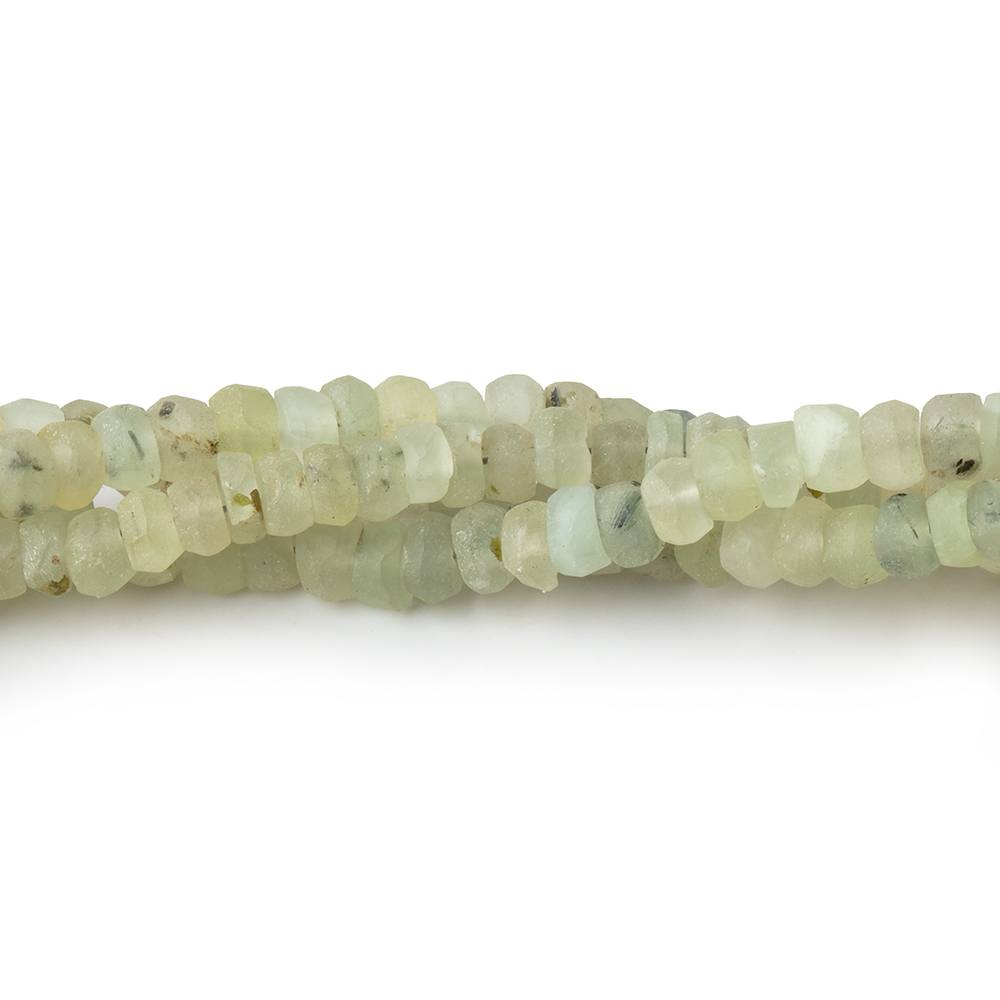  4-5mm Frosted Prehnite Plain Rondelle Beads 13 inch 118 pieces 