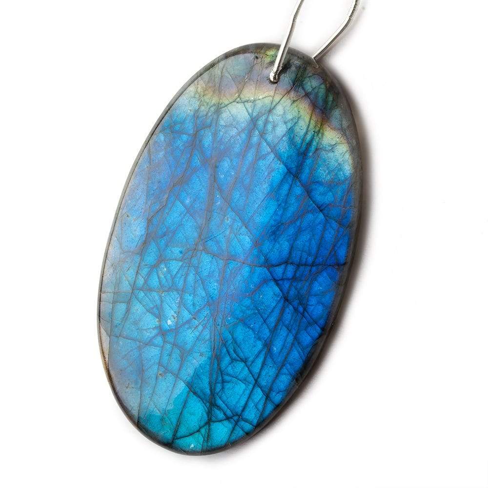  62x36x7mm Neon Blue Labradorite plain oval focal bead 1 piece AAA 