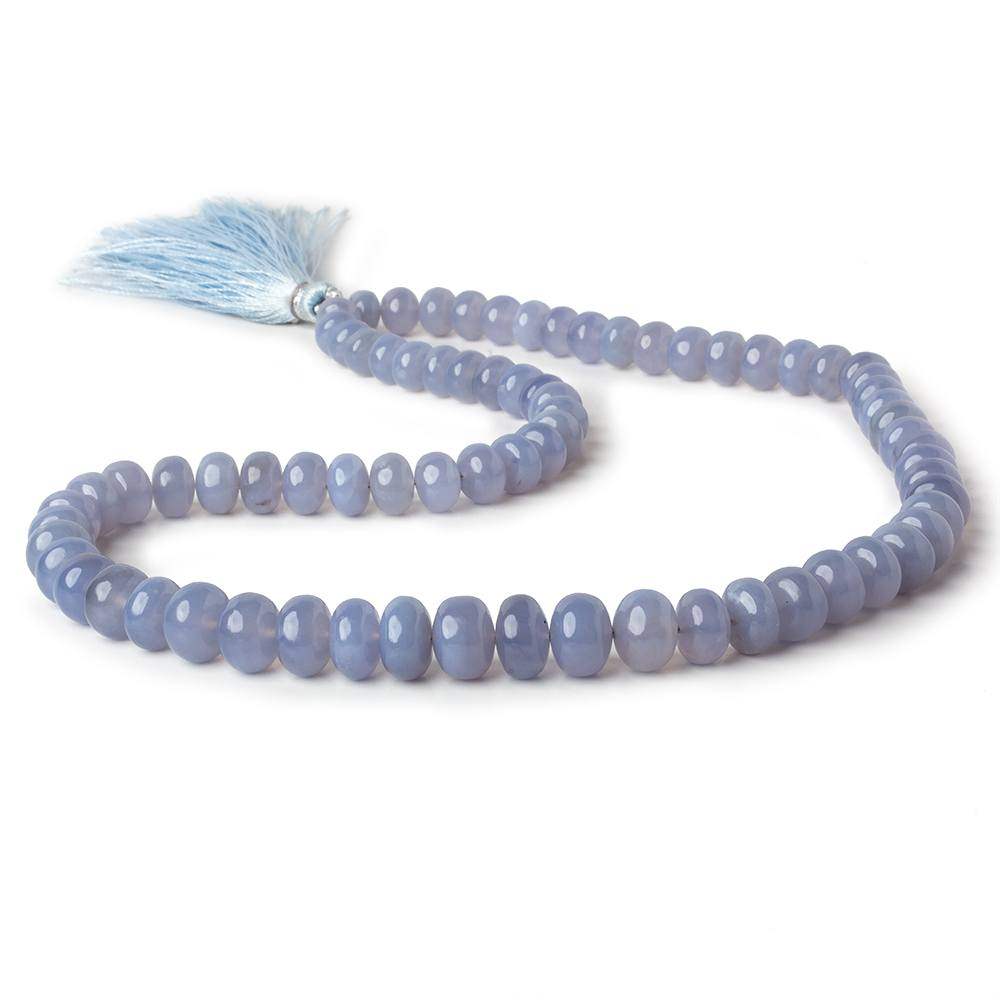  6.5-10mm Turkish Blue Chalcedony plain rondelle beads 16 inch 75 pieces AA 