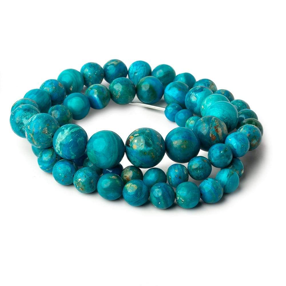  6.5-13mm Peruvian Blue Opalina plain rounds 20 inch 59 beads AAA 