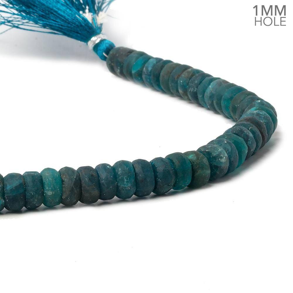  6.5-8mm Matte Neon Apatite plain rondelle beads 1mm drill hole 8 inch 50 pcs 