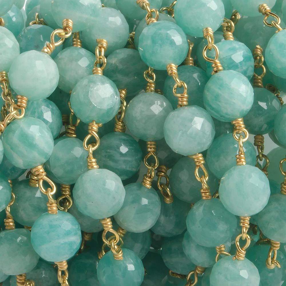  6.5mm Amazonite faceted round Vermeil Chain by the foot 24 pieces 