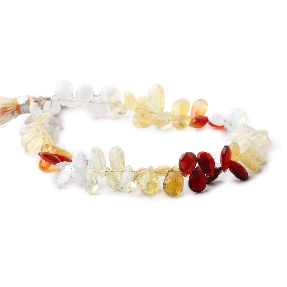  6.5x5-8x5mm Multi Color Mexican Fire Opal Pear Briolette beads 7.5 inch 65 pieces 