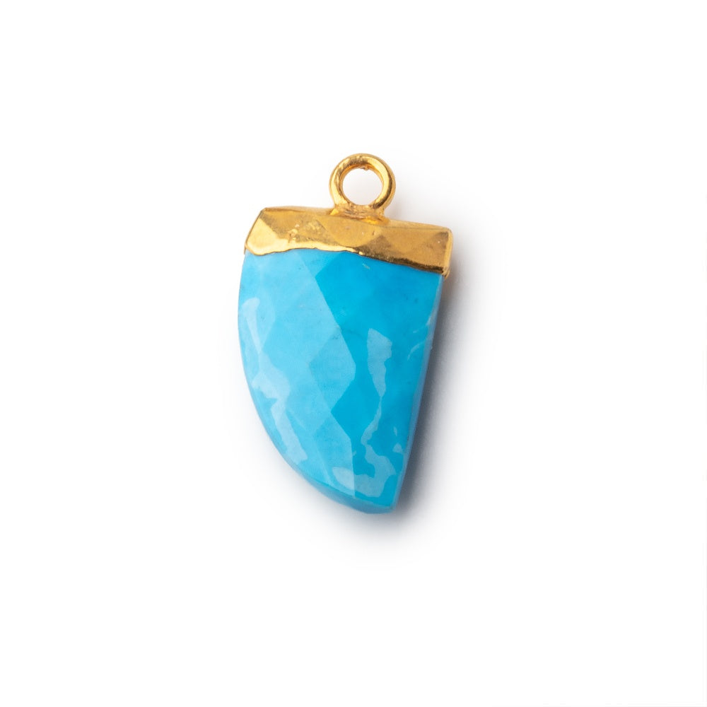  17x10mm Gold Leafed Turquoise Howlite Horn Pendant 1 piece 