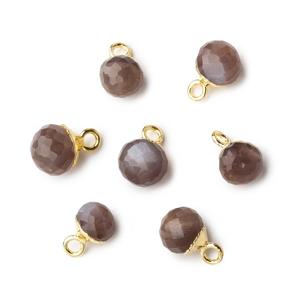  6mm Gold Leafed Chocolate Brown Moonstone Candy Kiss focal bead Pendant sold as 1 piece 