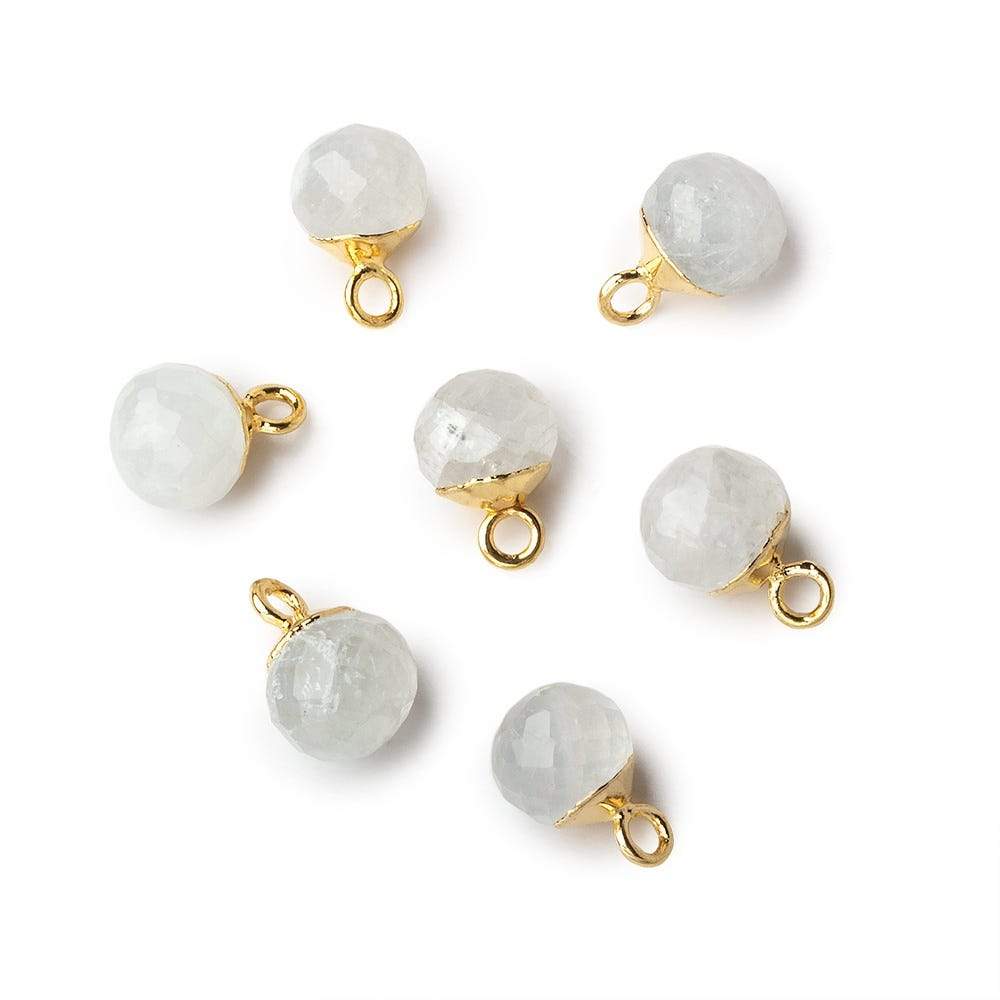  6mm Gold Leafed Rainbow Moonstone Candy Kiss focal bead Pendant sold as 1 piece 