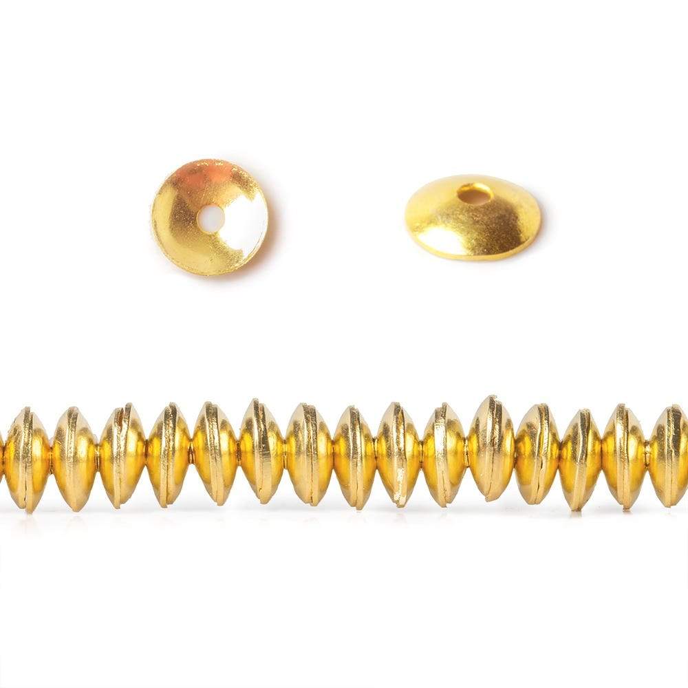  6mm 22kt Gold plated Copper plain Bead Cap 8 inch 148 pieces 