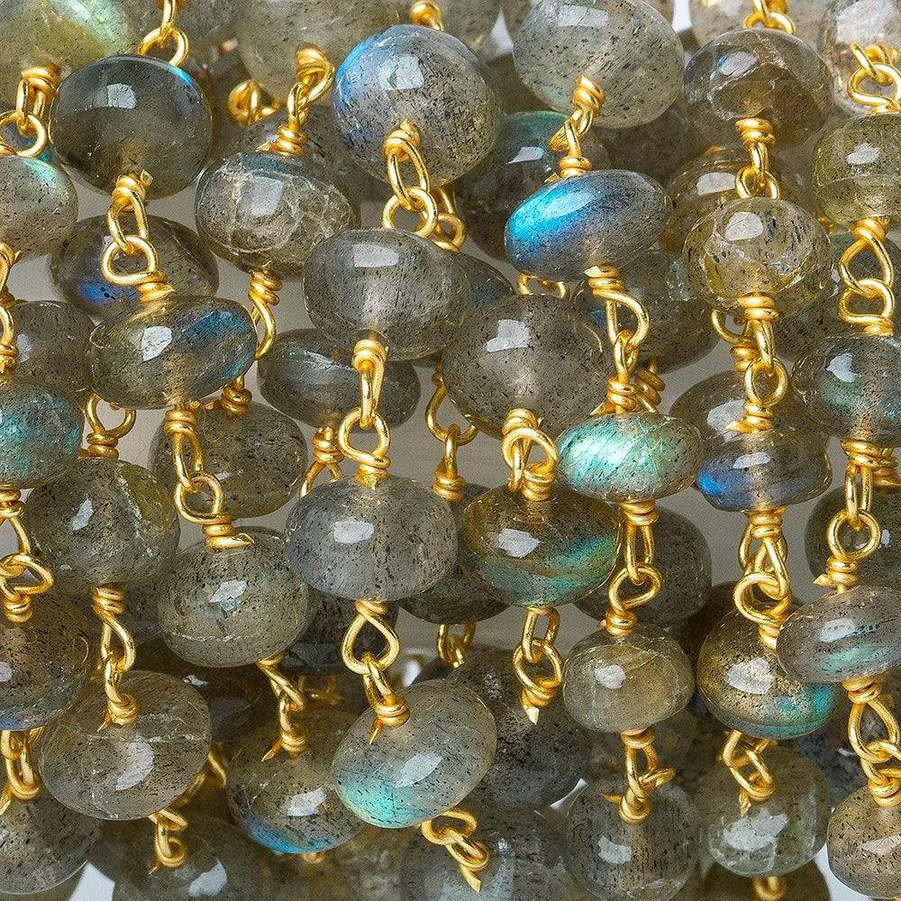  6mm Labradorite plain rondelle Vermeil Chain by the foot 35 pcs 