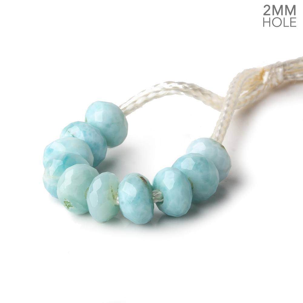 6mm Larimar 2mm Large Hole Faceted Rondelle Set of 10 Beads 
