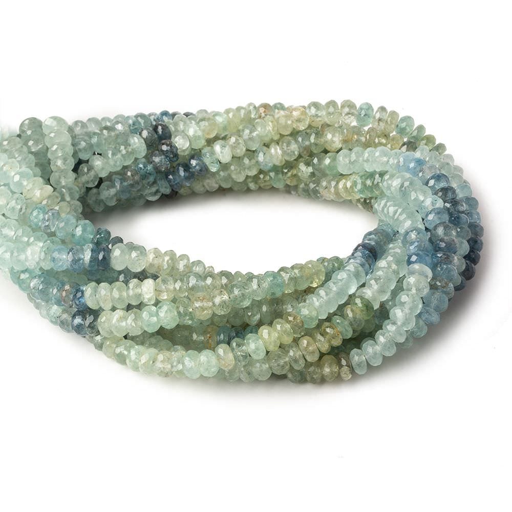  6mm Moss Aquamarine faceted rondelle beads 14 inch 110 pieces 