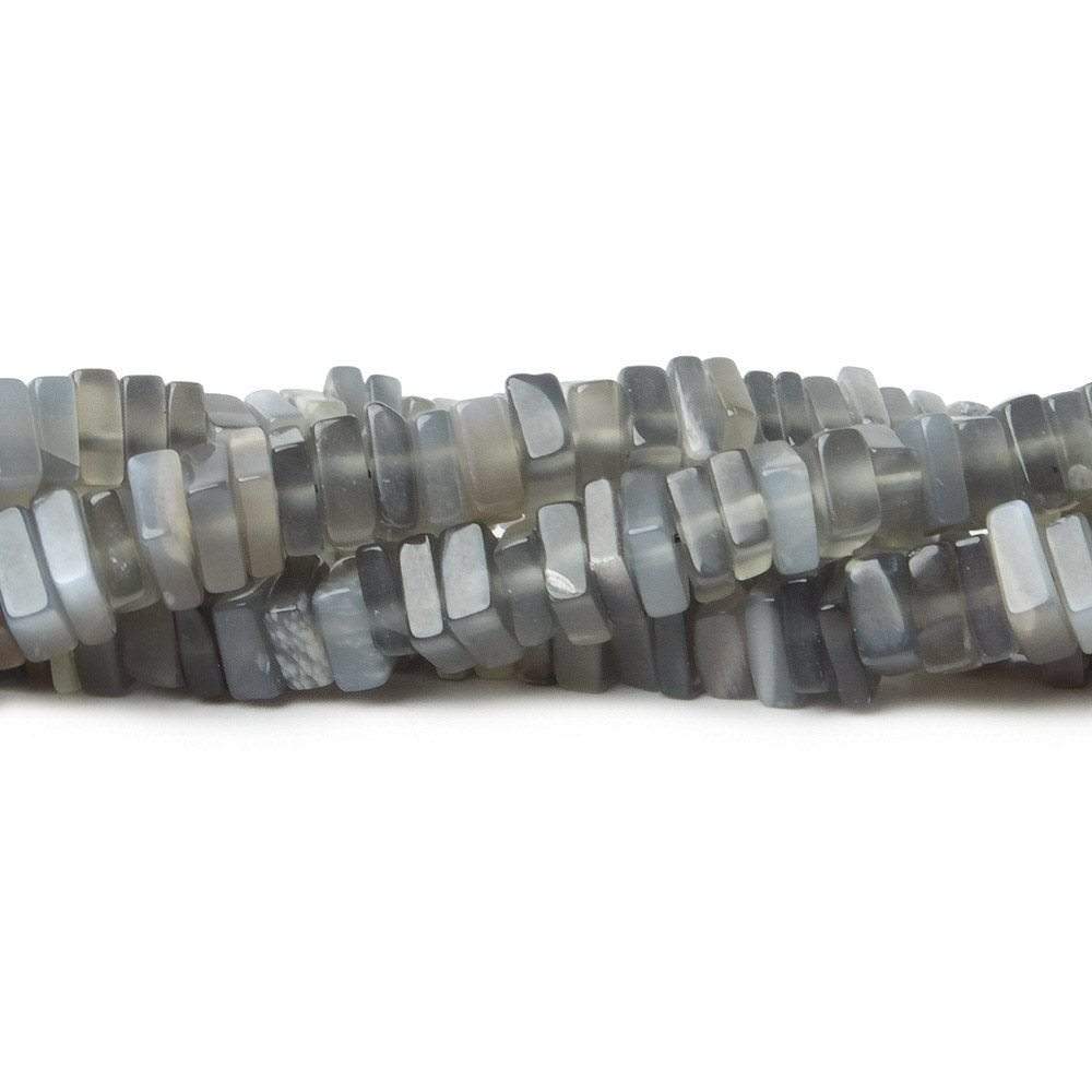  6mm Platinum Moonstone Center Drilled Square Heishi Beads 16 inch 20 pcs 