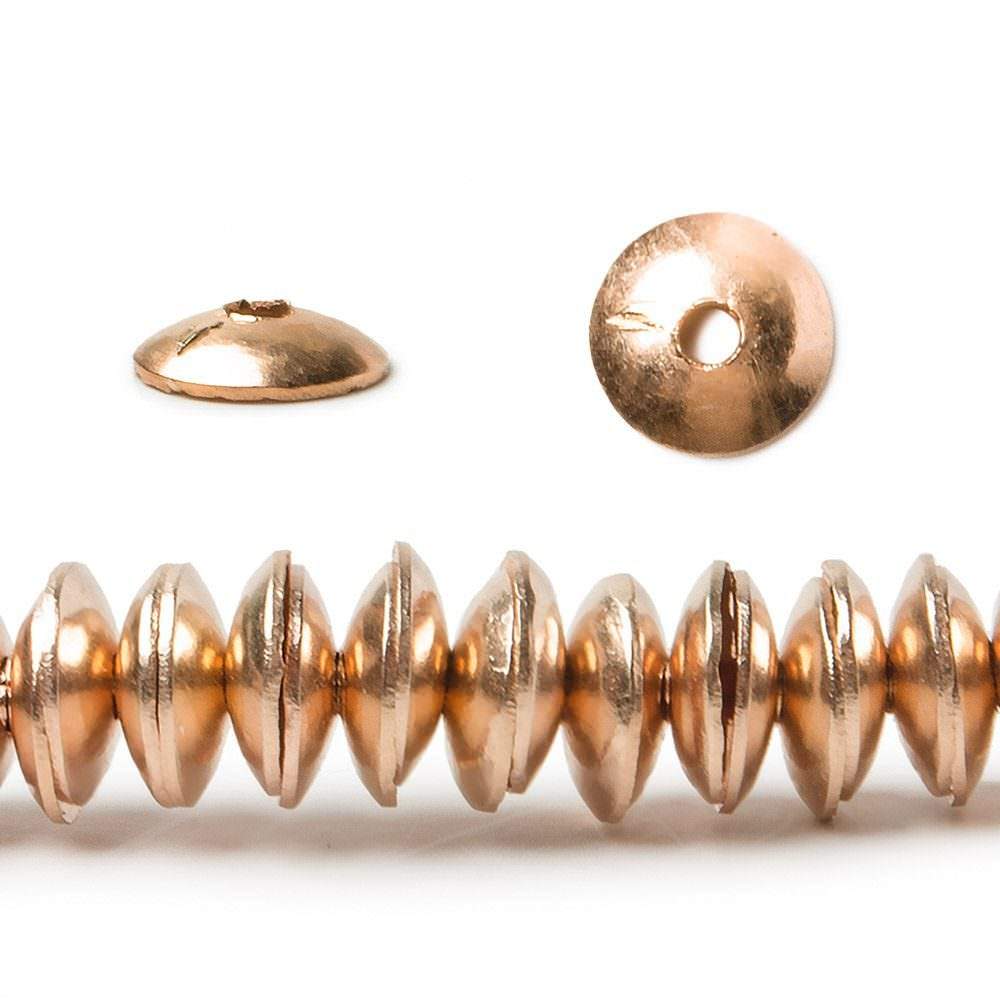  6mm Rose Gold plated Copper plain Bead Cap 8 inch 148 pieces 