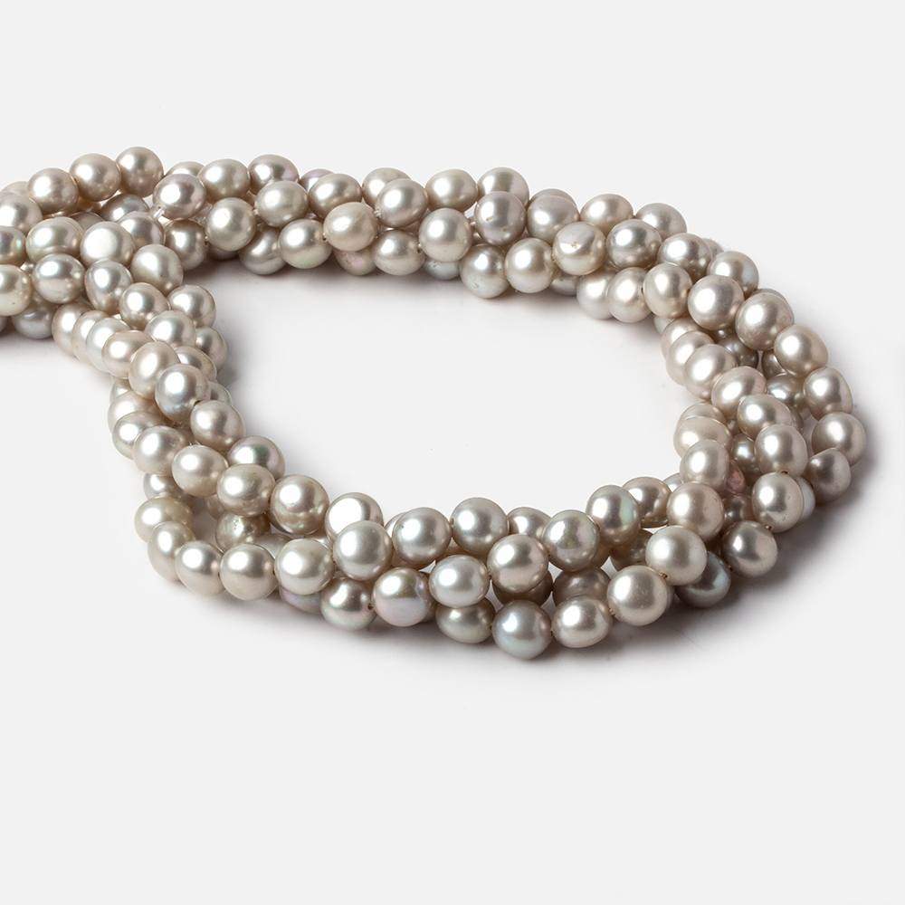  6mm Silver Button Freshwater Pearl Beads 15.5 inch 61 pieces A 