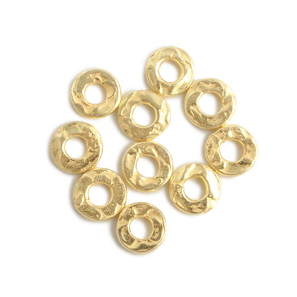  6mm Vermeil Hammered Jump Ring Connector 2.5mm ID Set of 10 pieces 