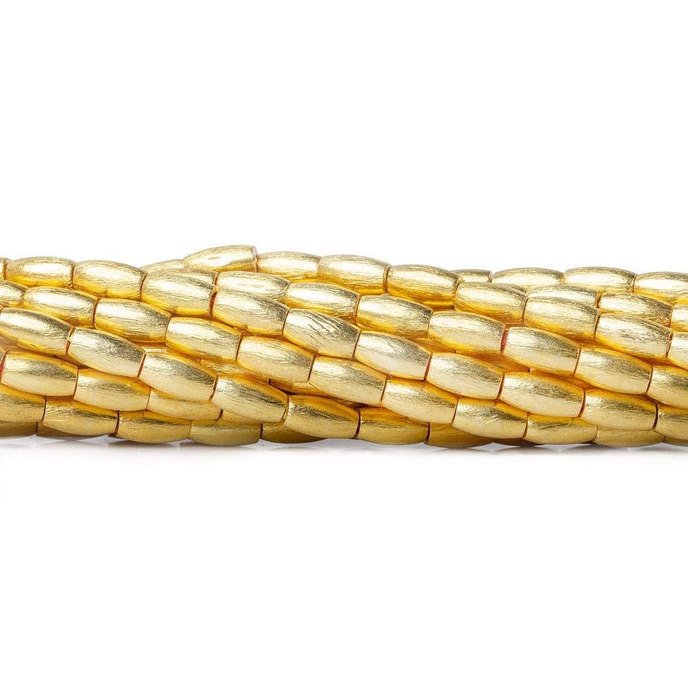  6x3mm 22kt Gold plated Copper Brushed Rice Beads 8 inch 34 pieces 