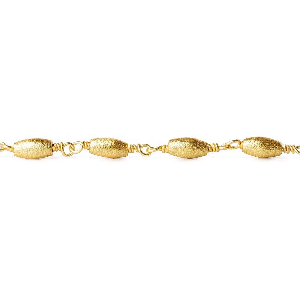  6x3mm 22ktk Gold plated Brushed Rice Gold plated Chain by the foot 