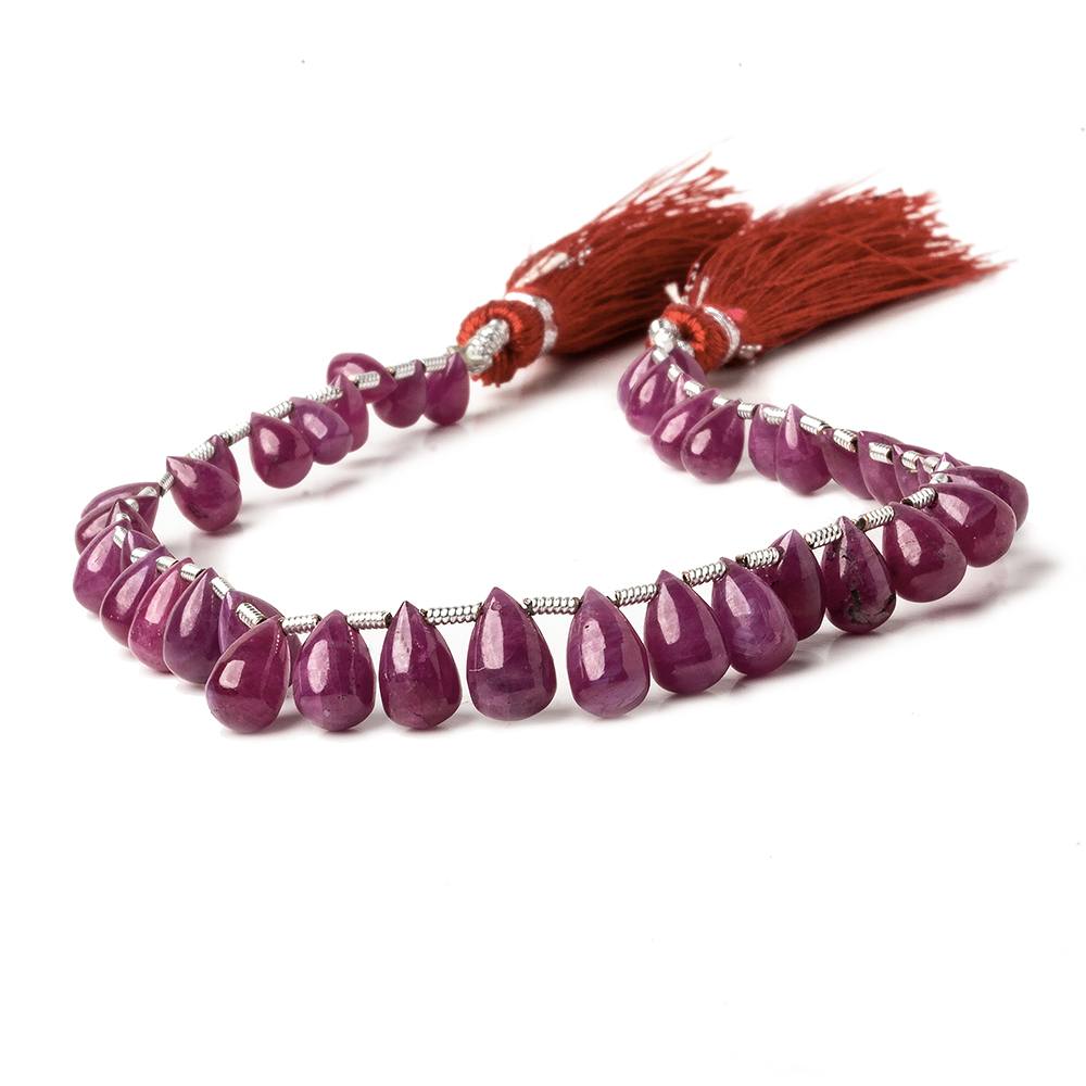 6x4-8.5x5mm Ruby Plain Tear Drops 8 inch 40 beads A 