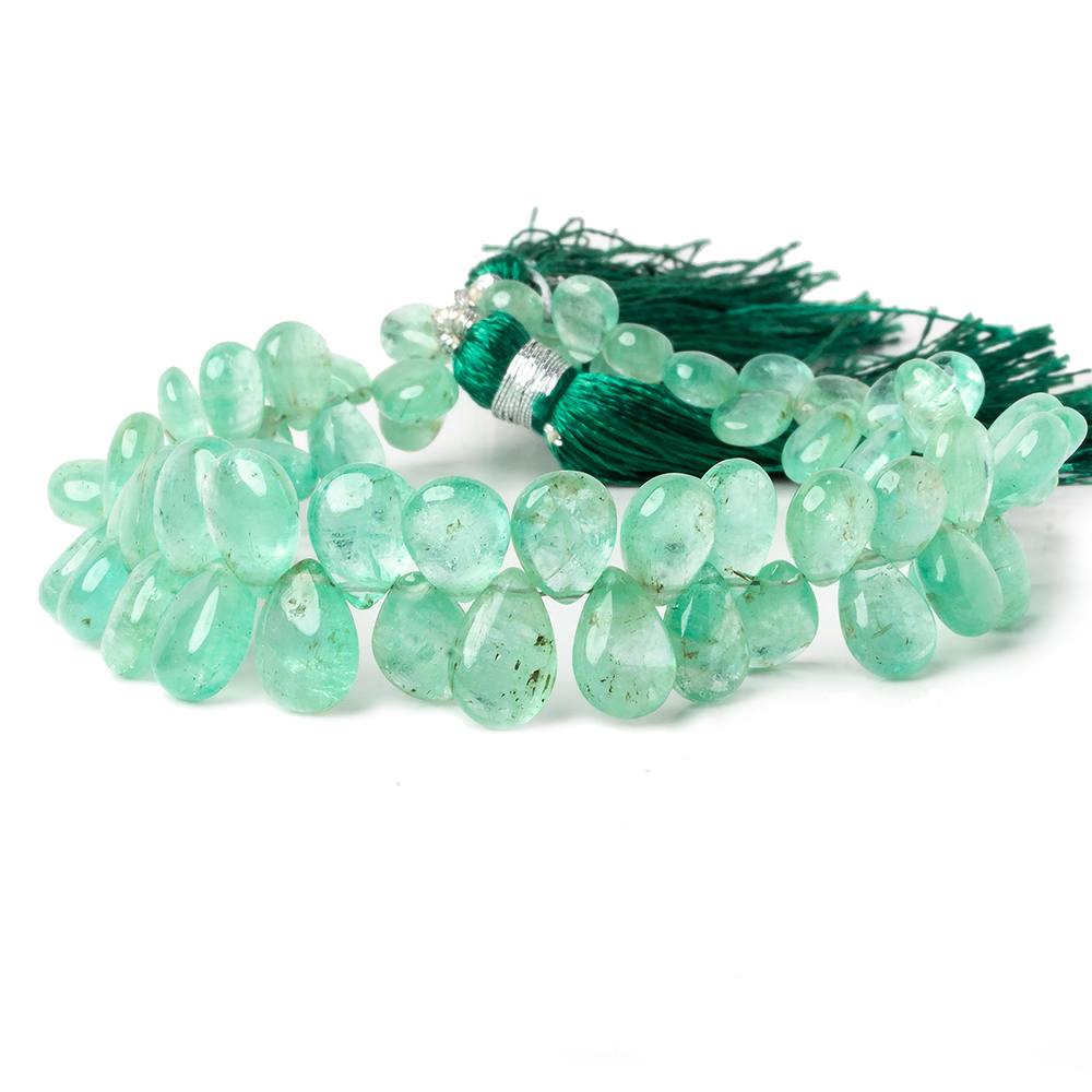  6x4-9.5x7mm Colombian Emerald plain pear beads 8 inch 64 pieces AAA 