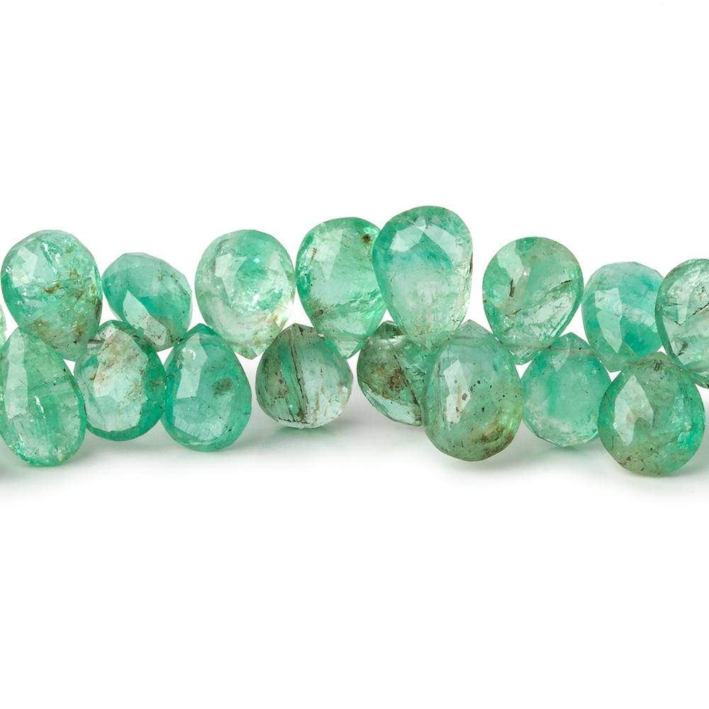  6x4-9x7mm Emerald Faceted Pear Briolette Beads 8 inch 64 pieces 