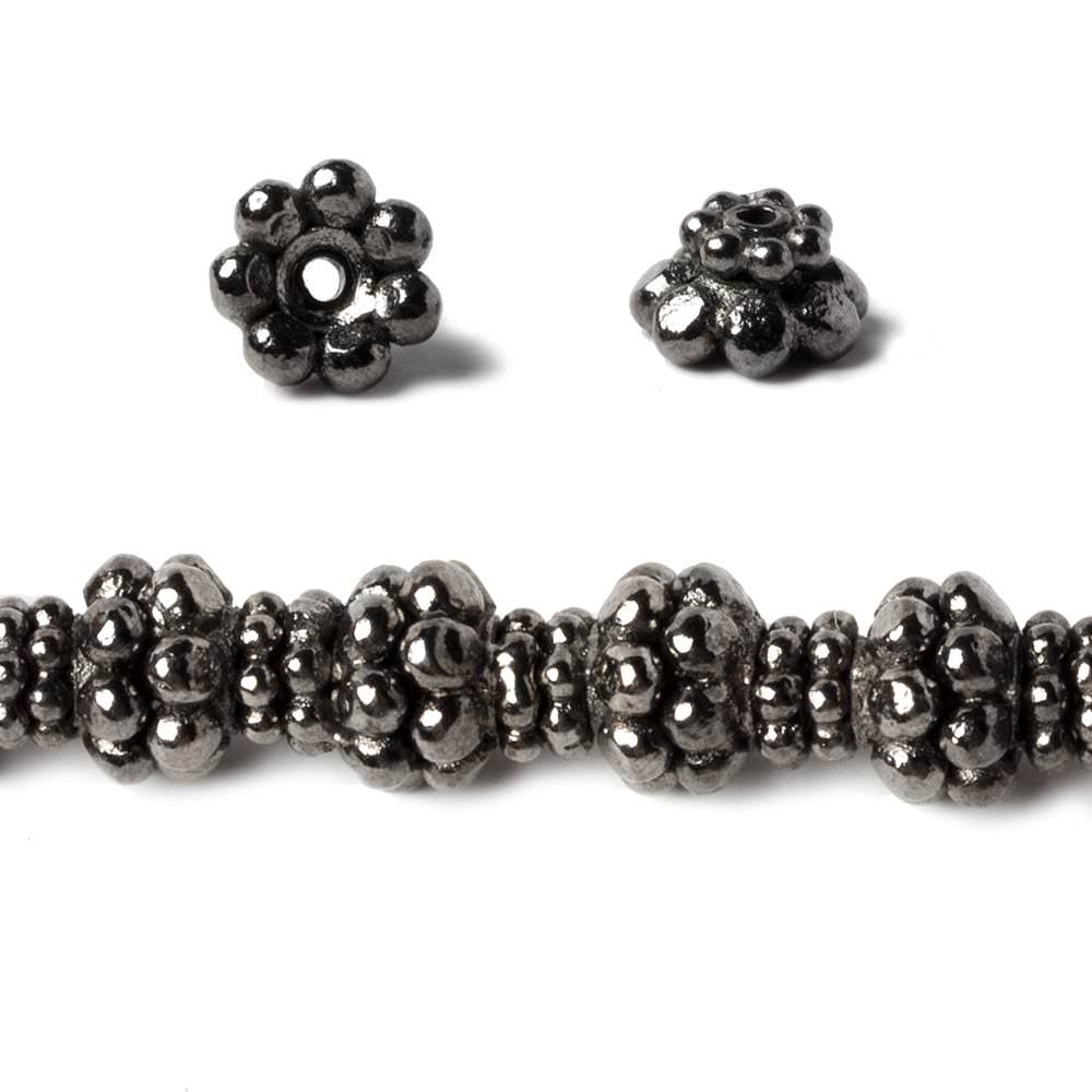  6x4mm Black Gold plated Copper Daisy Bead Cap 8 inch 52 beads 