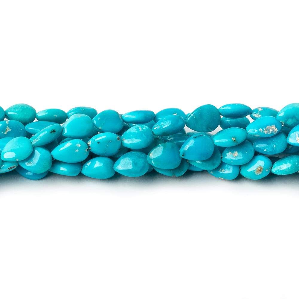  6x4mm Turquoise straight drilled plain pears 8 inch 36 beads 