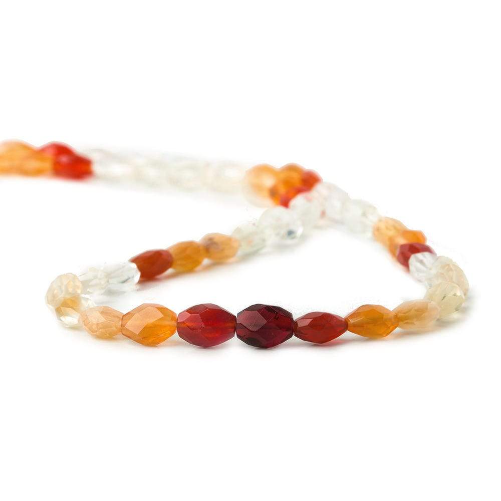  6x5-8x5mm Multi Color Fire Opal Faceted Nugget Beads 16 inch 55 pieces AA 