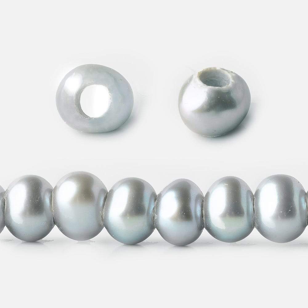  6x5mm Silver Off Round 2.5mm Large Hole Freshwater Pearl 85 pieces 