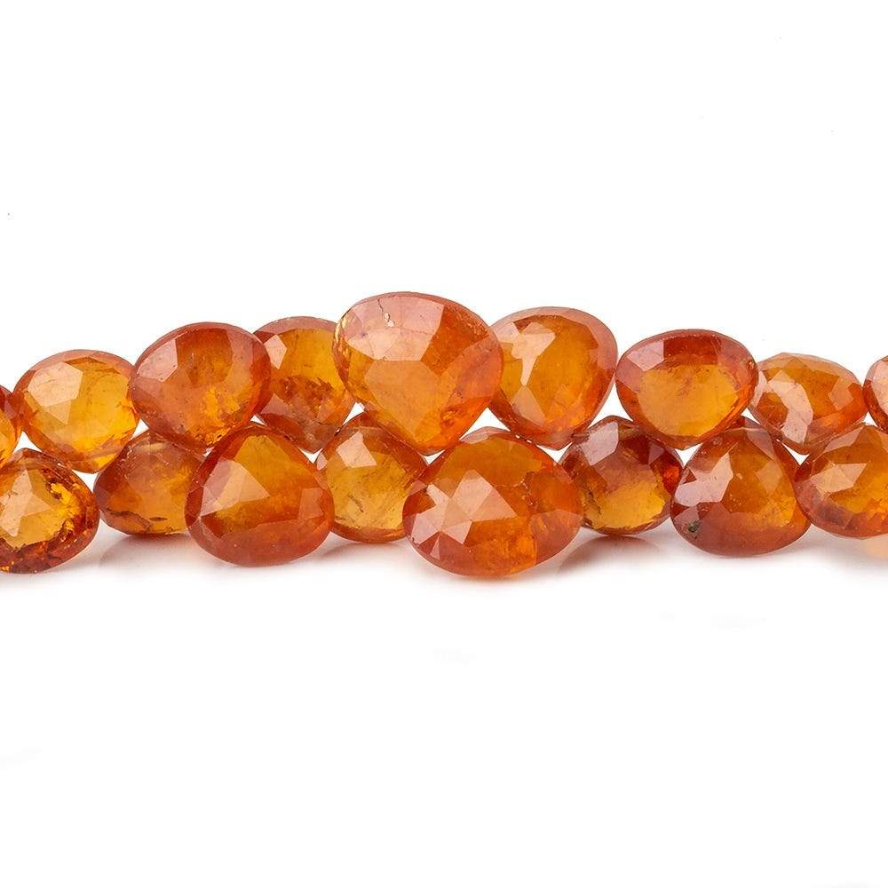  6x6-10.5x10.5mm Mandarin Garnet Faceted Heart Beads 7.5 inch 55 pieces AAA 