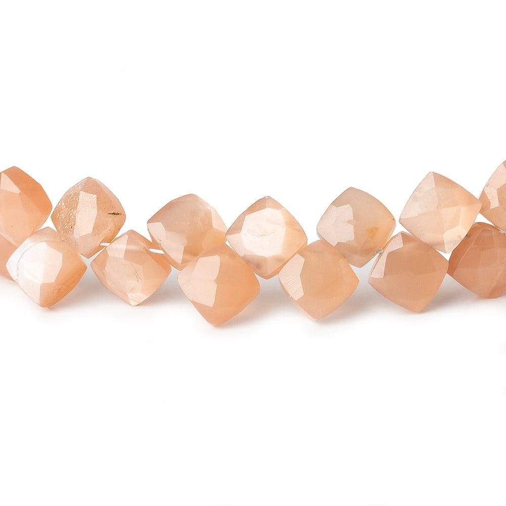  6x6-6.5x6.5mm Angel Skin Peach Moonstone faceted pillow beads 7.5 inch 50 pieces A 