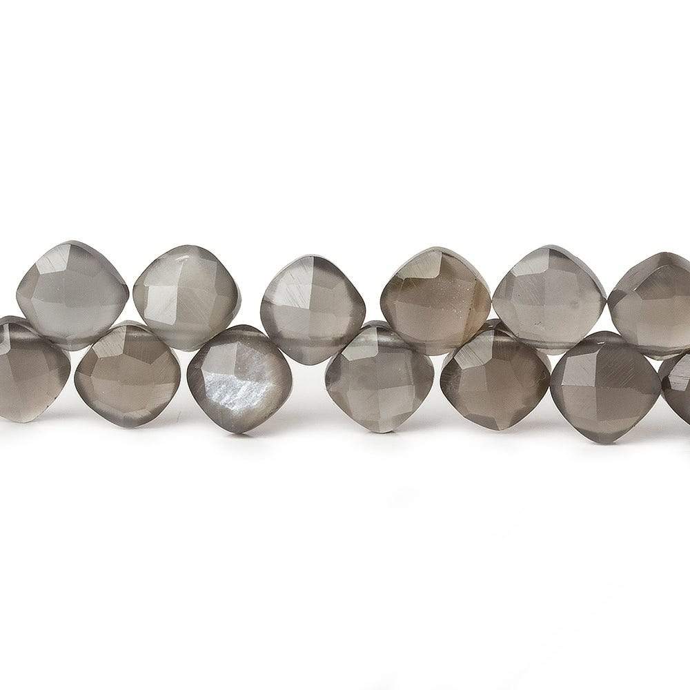  6-6.5mm Platinum Grey Moonstone faceted pillow beads 7.5 inch 50 pieces A 