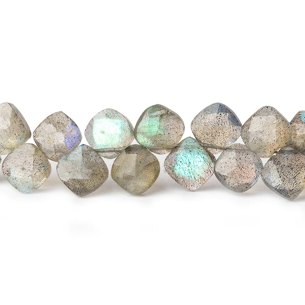  6x6mm Labradorite faceted pillow beads 7.25 inch 46 pieces A 