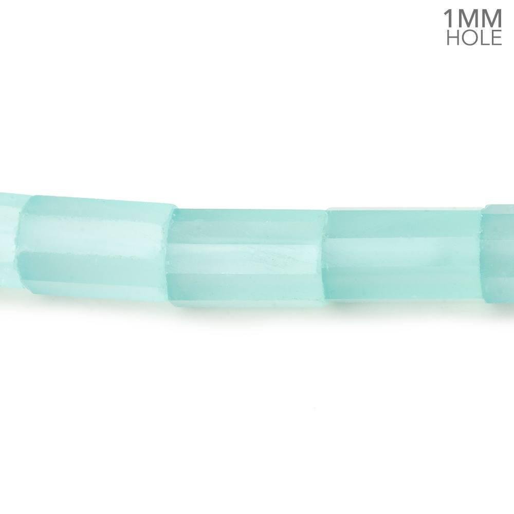  6x8-7x12mm Seafoam Blue Chalcedony faceted tubes 16 inch 40 large hole beads 