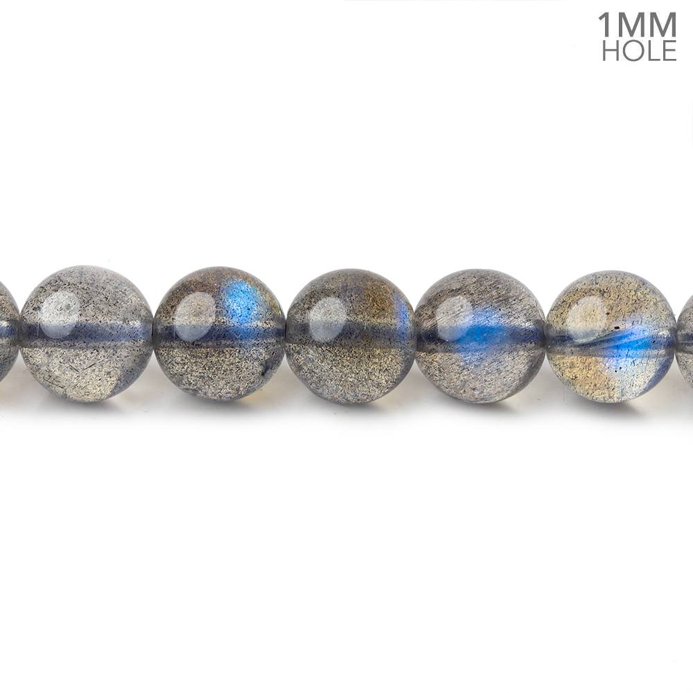  7-7.5mm Neon Blue flash Labradorite plain rounds 15 inch 52 beads AAA 