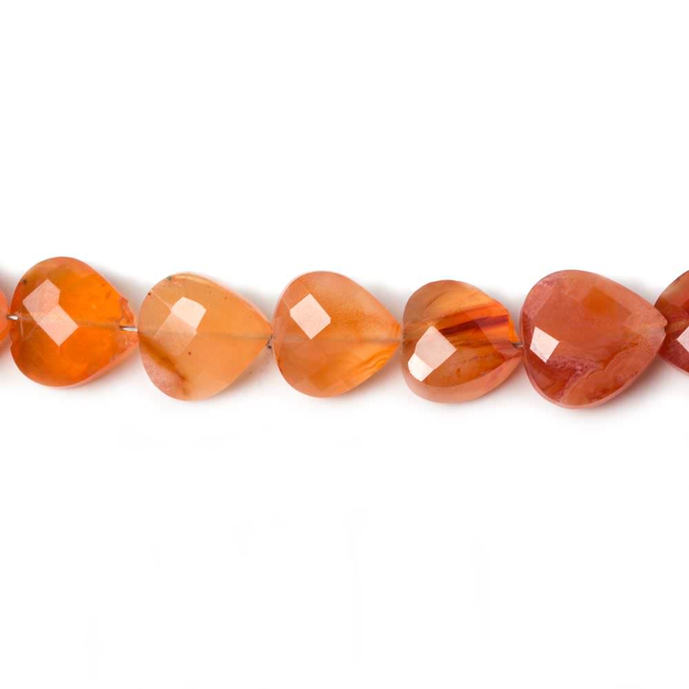 7-8mm Carnelian Straight Drilled Faceted Heart Beads 14.5 inch 52 pieces 