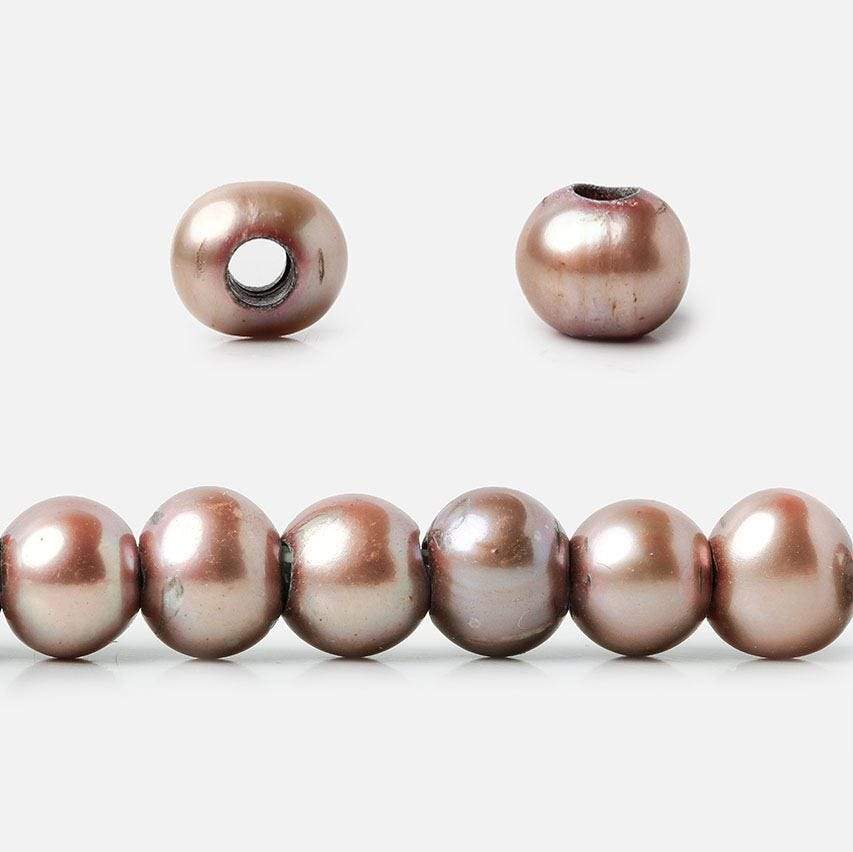  7-8mm Champagne Large Hole Off Round Freshwater Pearl 2.5mm drill hole, 15 inch, 64 pieces 