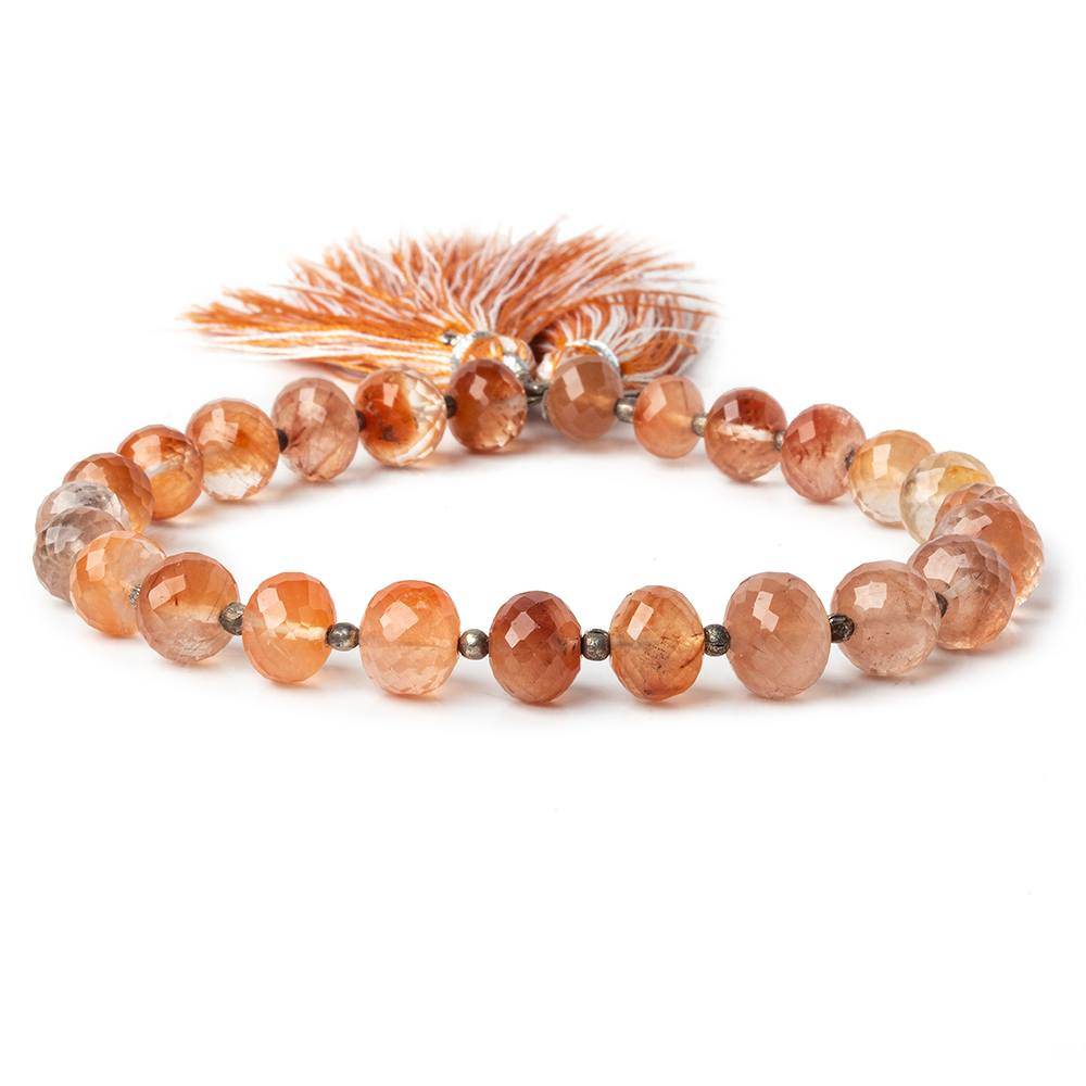  7-9mm Ferrous Caramel Rutilated Quartz faceted rondelles 8 inch 25 beads AA 