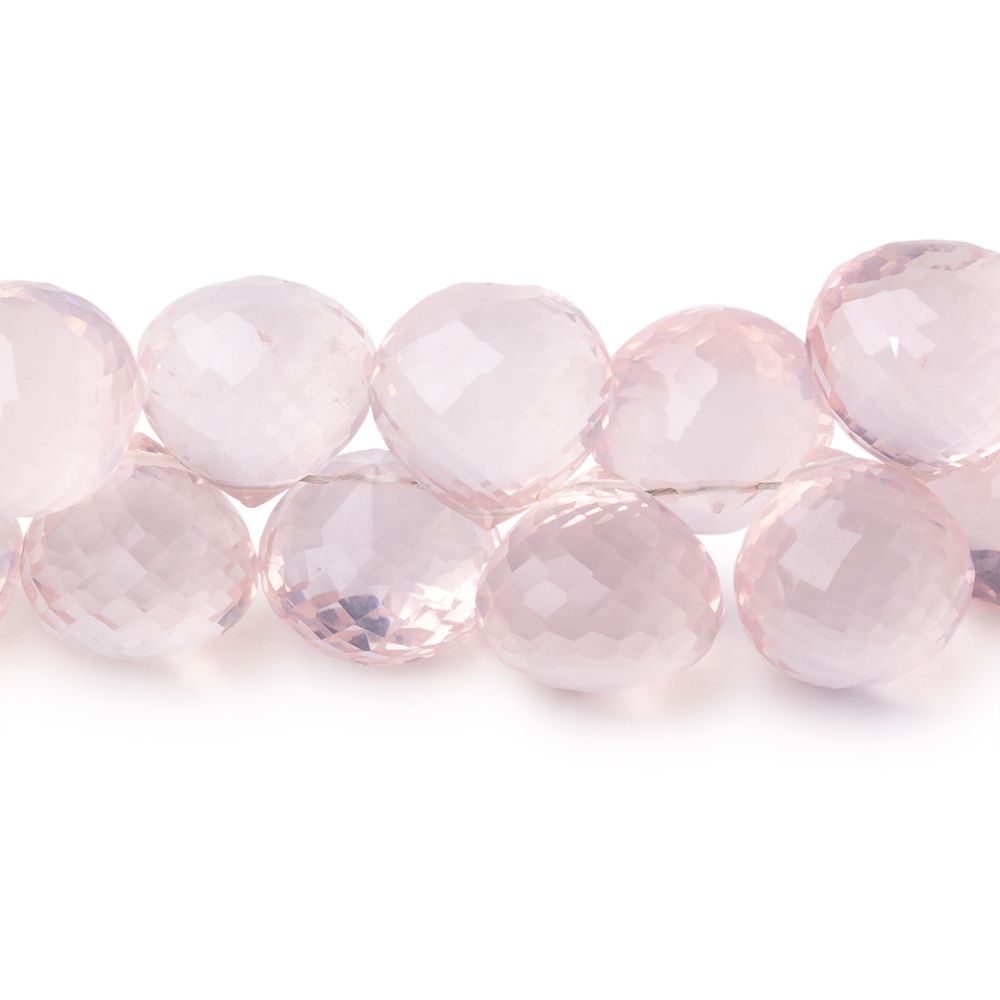  7.5-13.5mm Rose Quartz Faceted Candy Kiss Beads 7.5 inch 41 pieces AAA 