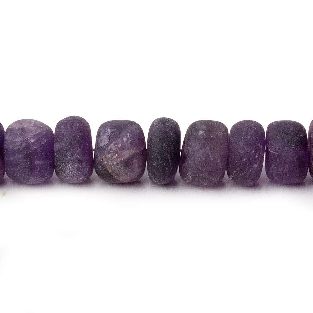  7.5-8.5mm Matte Amethyst plain rondelles 7.5 inch 38 beads A 