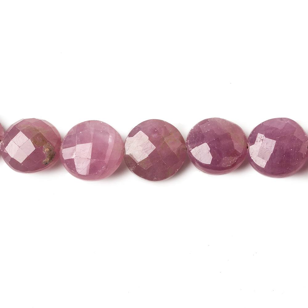  7.5-8.5mm Ruby Faceted Coin Beads 8 inch 20 pieces 