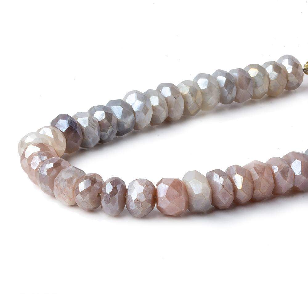  7.5mm Mystic Tri-Color Moonstone faceted rondelles 8 inch 43 beads 