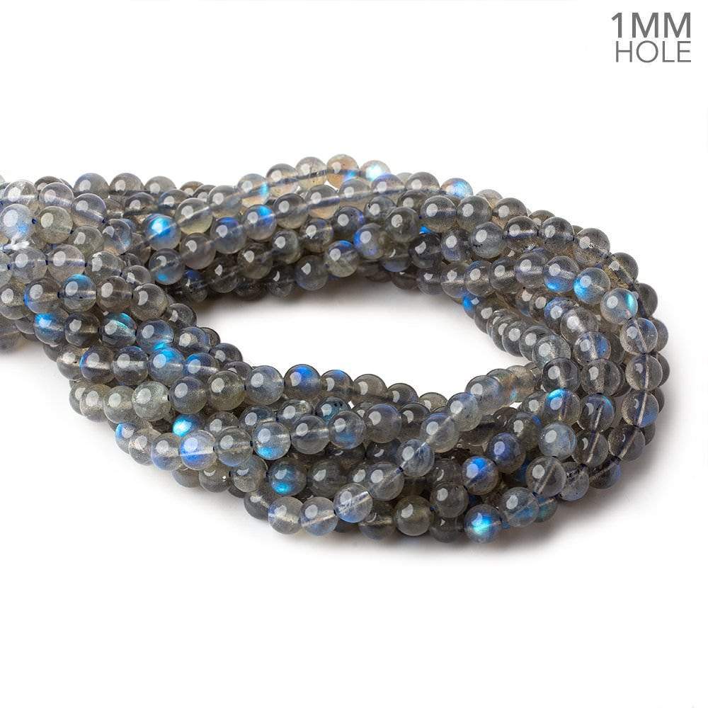  7.5mm Neon Blue flash Labradorite plain rounds 15 inch 52 beads AAA 
