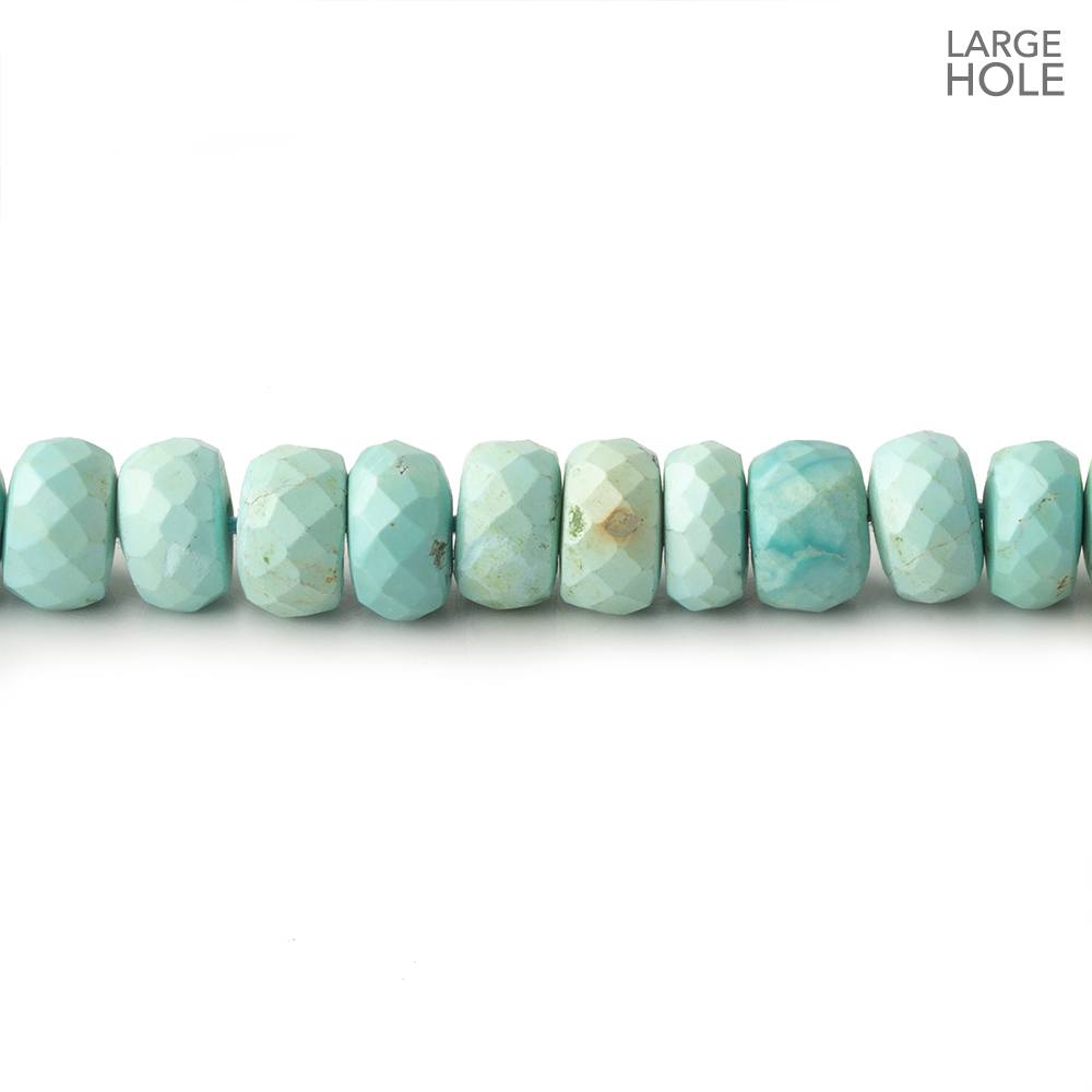  7.5mm Turquoise large hole faceted rondelle beads 16 inch 85 beads 